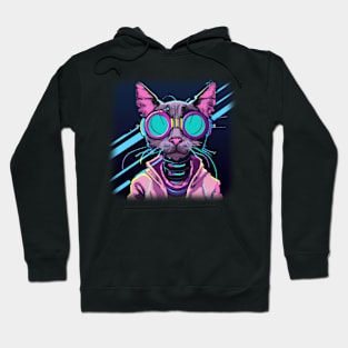 Cyberpunk cat with glasses Hoodie
